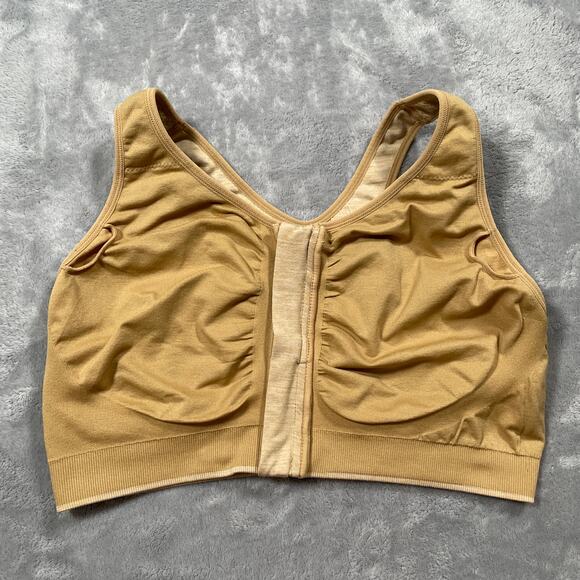 SheFit Lounge Bra Womens 3Luxe Tan Padded Front Zip Athleisure Wirefree - Picture 5 of 7